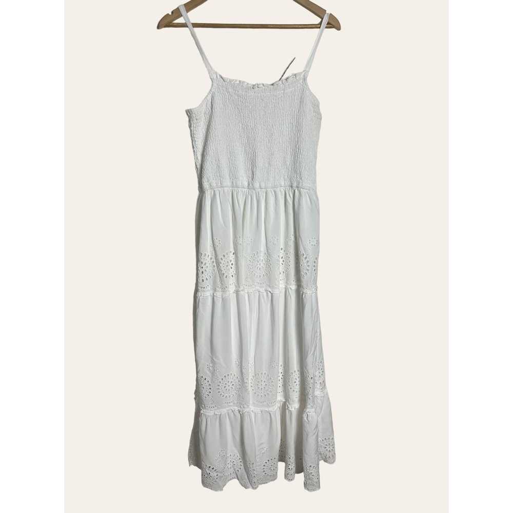 Jessica Simpson White Eyelet Smocked Sleeveless M… - image 1