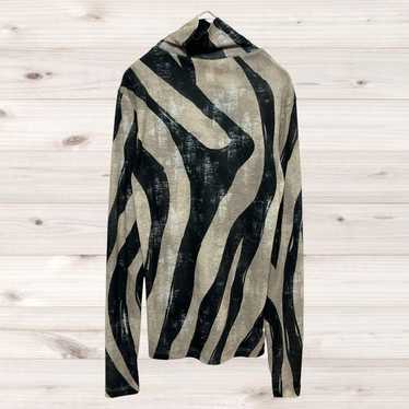 【H&M】F Turtleneck Blouse Long Sleeve Printed Shirt - image 1