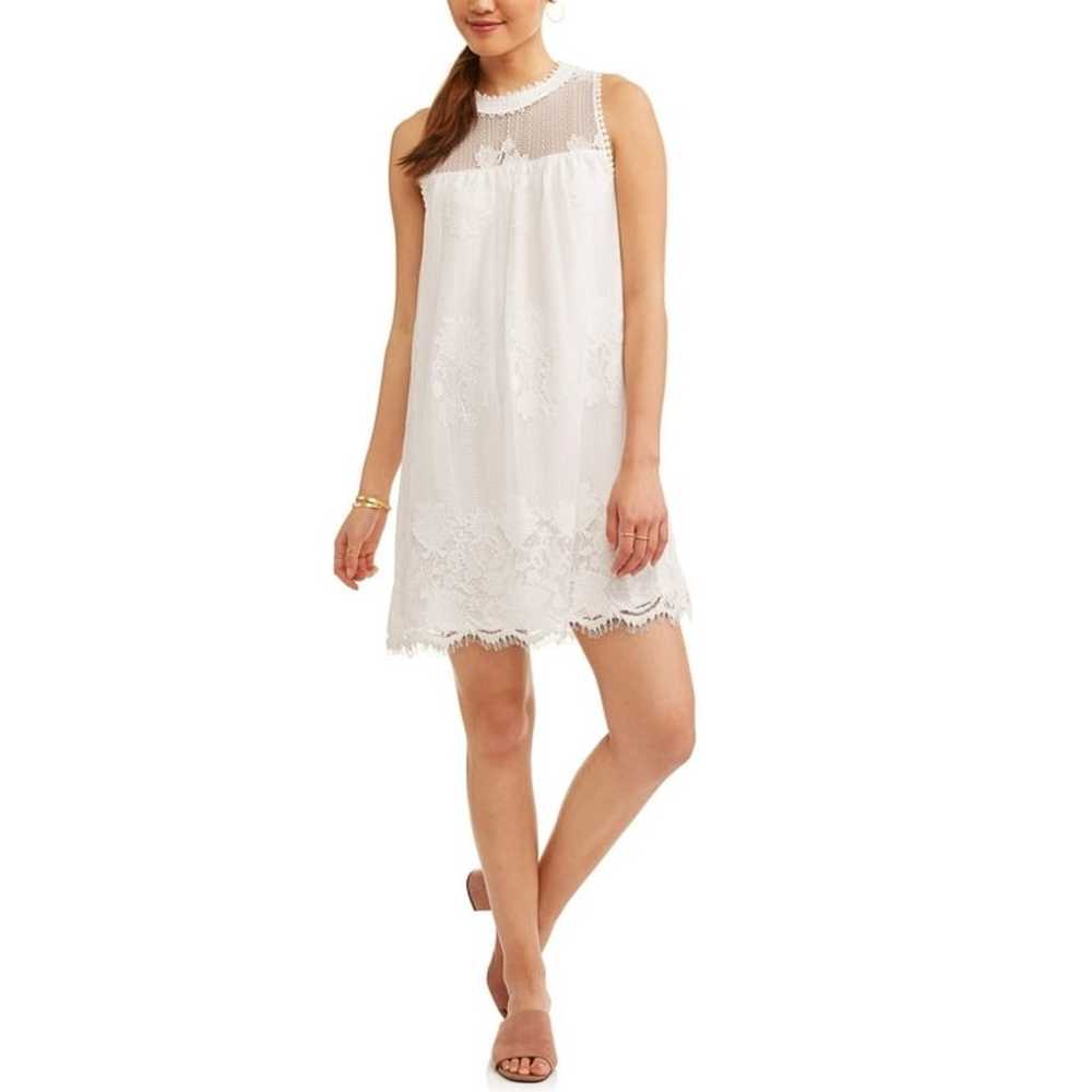 No Boundaries White Lace Sleeveless Dress - image 1