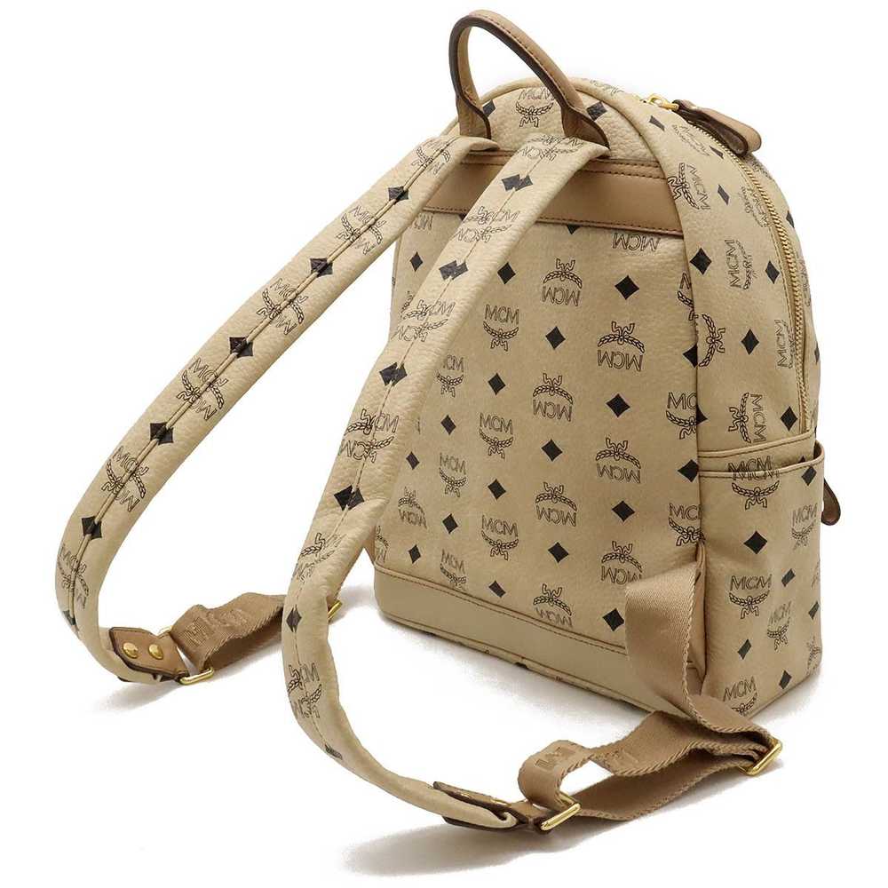 MCM MCM MCM Logo Backpack PVC Leather Studs Beige… - image 2