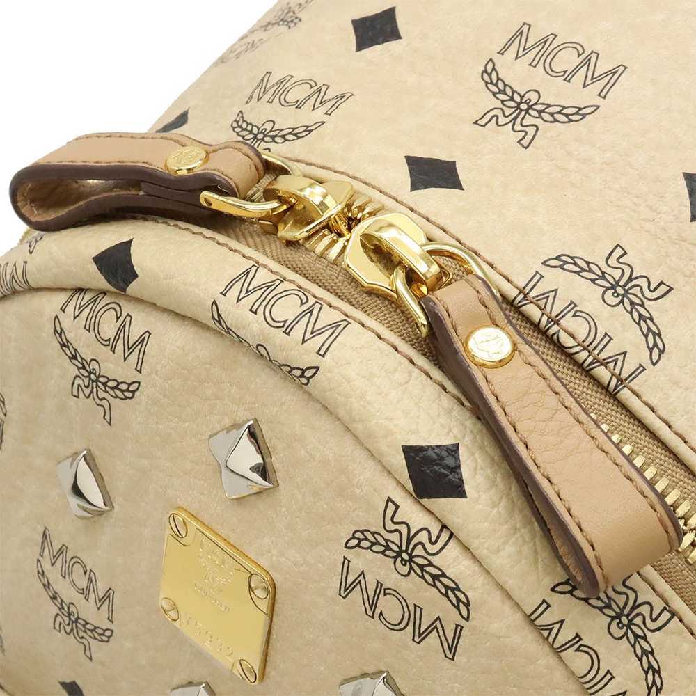 MCM MCM MCM Logo Backpack PVC Leather Studs Beige… - image 6