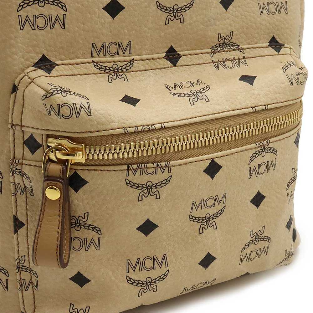 MCM MCM MCM Logo Backpack PVC Leather Studs Beige… - image 7