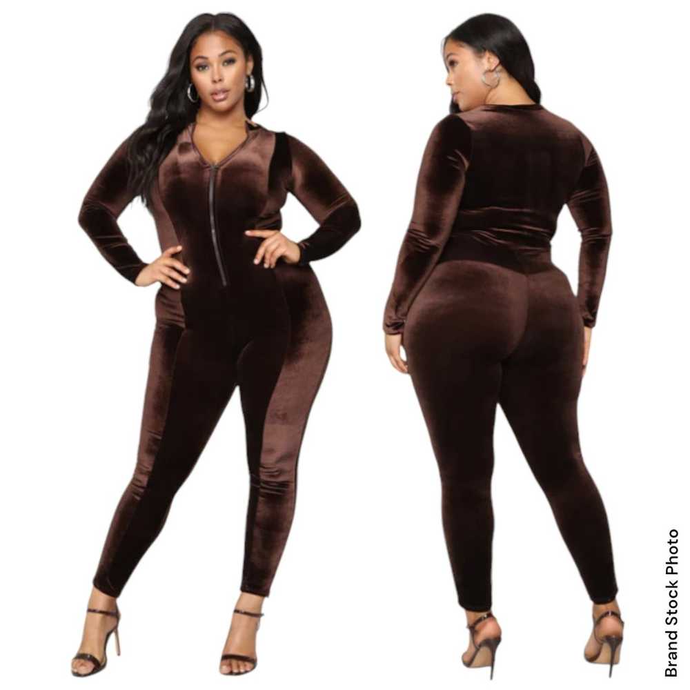 Fashion Nova Jumpsuit Womens 2X Brown Chocolate D… - image 4