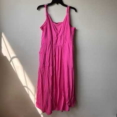 Torrid Pink Smocked Midi Layered Sun Dress Women … - image 1