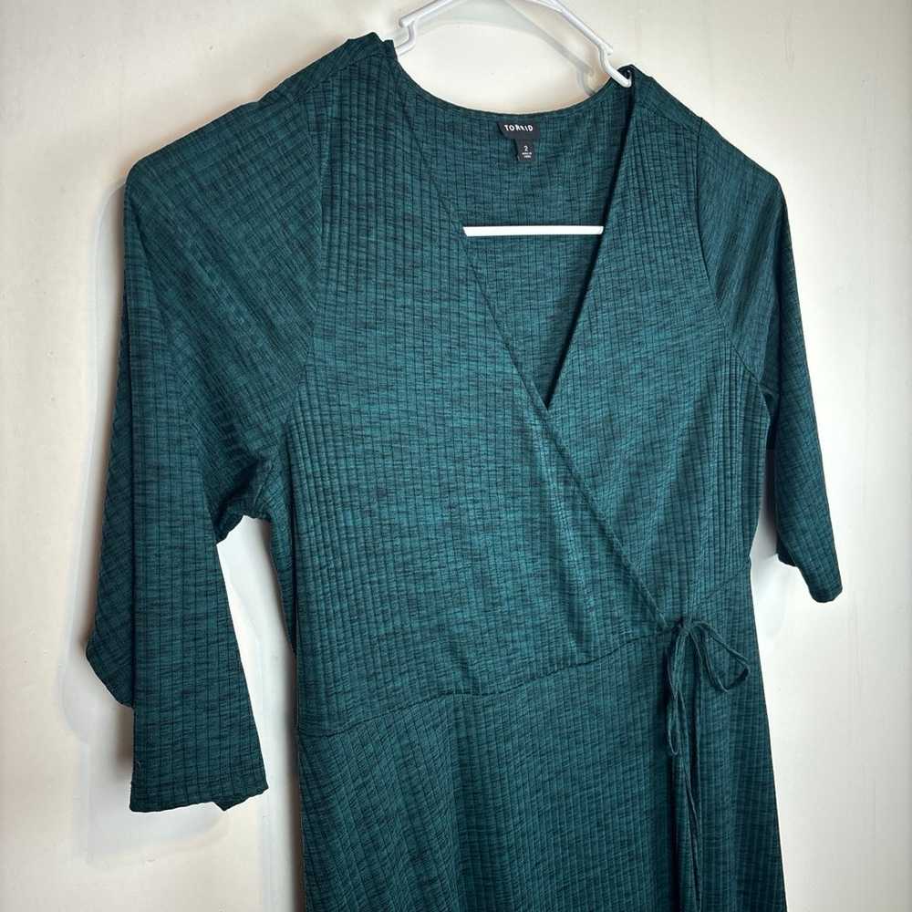 Torrid Green Ribbed Knit Surplice Faux Wrap Dress… - image 4