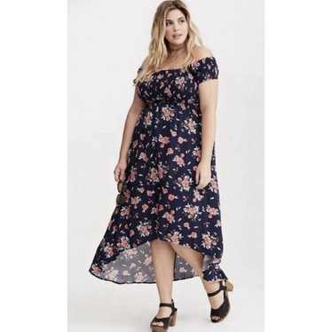 TORRID 2 Dress Cold shoulder Hi Low hem Floral El… - image 1