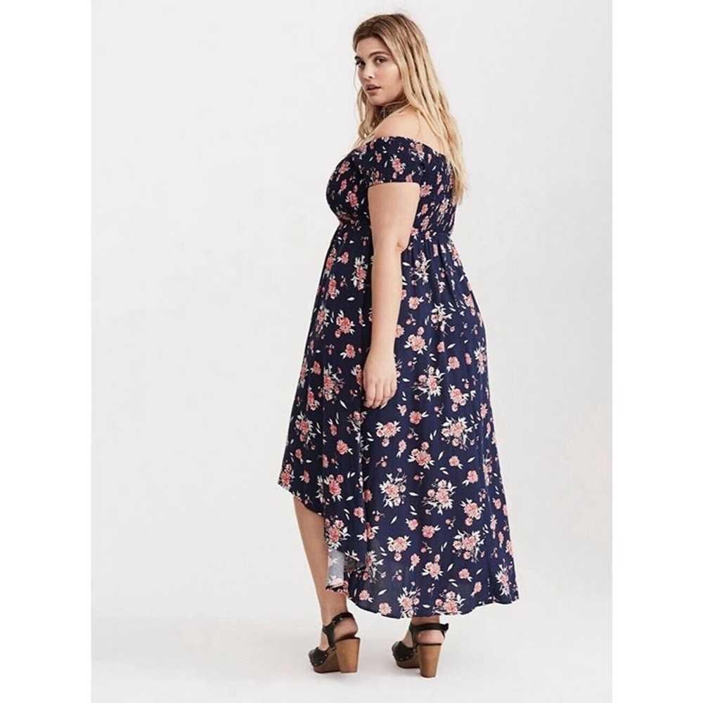 TORRID 2 Dress Cold shoulder Hi Low hem Floral El… - image 2