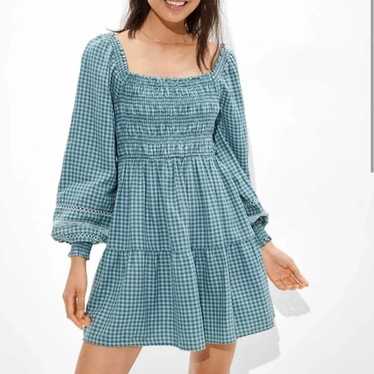 American Eagle plaid smocked mini dress