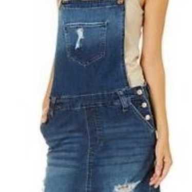 CELEBRITY PINK DISTRESSED DENIM OVERALL DRESS