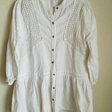 Zara Boho Embroidered Cotton Dress Blouse