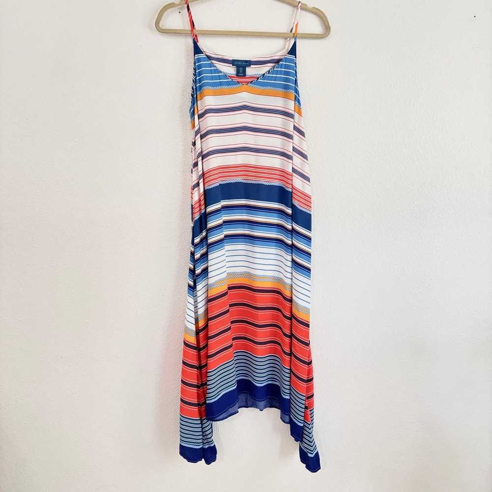 Antibes Blanc blue white and orange striped dress - image 1