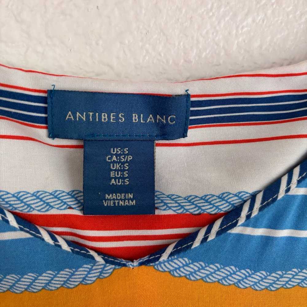 Antibes Blanc blue white and orange striped dress - image 3