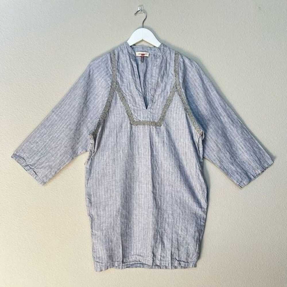 Amour Vert Women's Small Blue Linen Tunic Shift D… - image 1