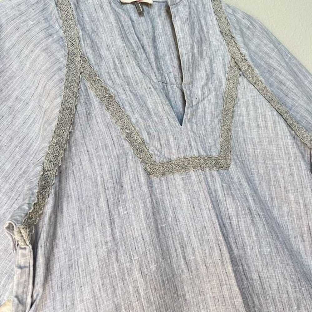 Amour Vert Women's Small Blue Linen Tunic Shift D… - image 3