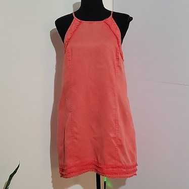 Fate Coral Orange Linen Tencel Blend Mini Dress F… - image 1