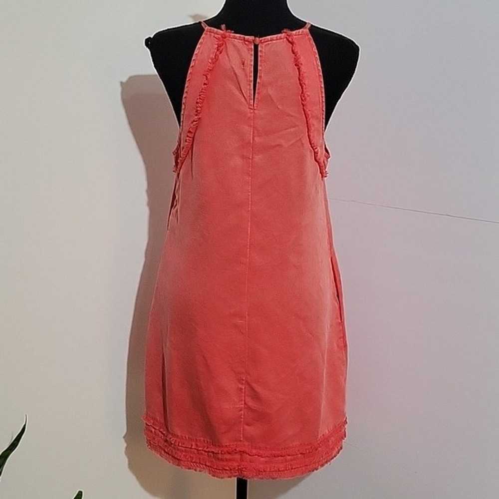 Fate Coral Orange Linen Tencel Blend Mini Dress F… - image 4