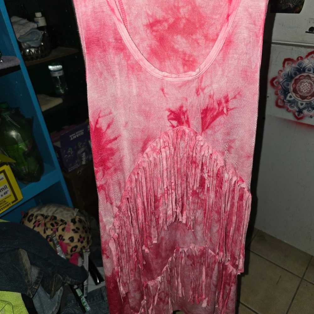 Very sexy tye dye, dress with fringes size medium - image 4