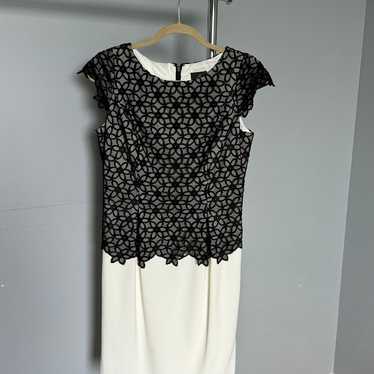 Adriana Papell Dress White with Black Lace