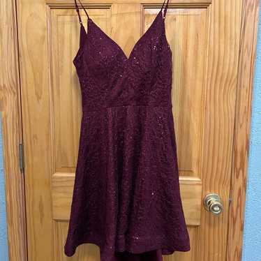 B. Darlin size 9-10 burgundy lace and sequin forma