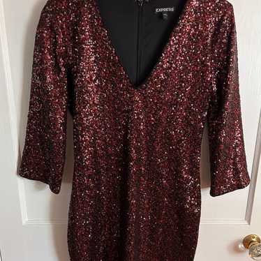 Express red and black sequin dress