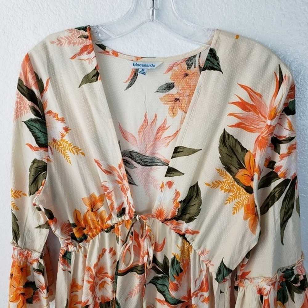 Blue Island Floral Tropical Print Ruffled Boho Tu… - image 5