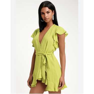 Lulus Sunny Days Ahead Lime Green Ruffle D Grap Dr