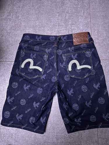 Evisu Evisu allover eagle/flower print denim short