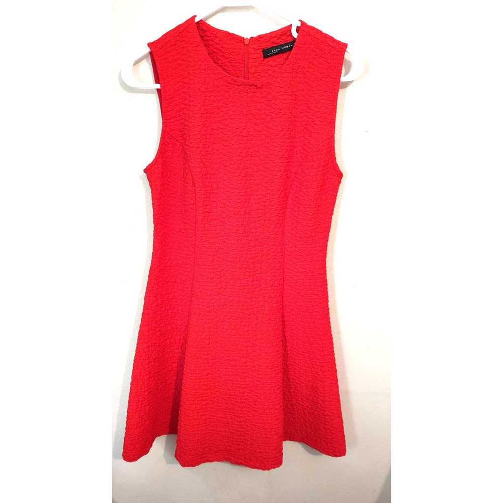 Zara Woman Jacuard Fit & Flare Mini Dress Red Med… - image 3