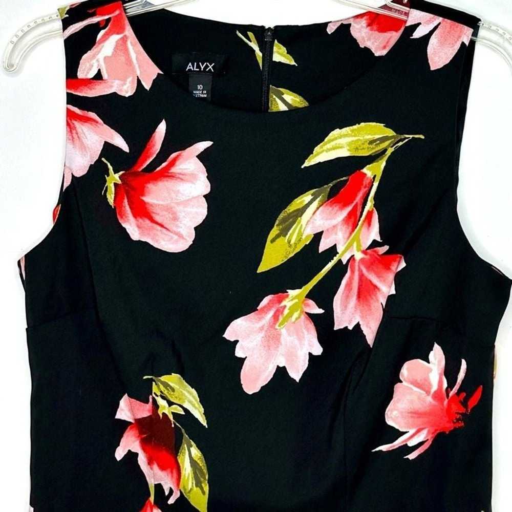 ALYX Sleeveless Black Pink Floral Sheath Dress Sz… - image 3