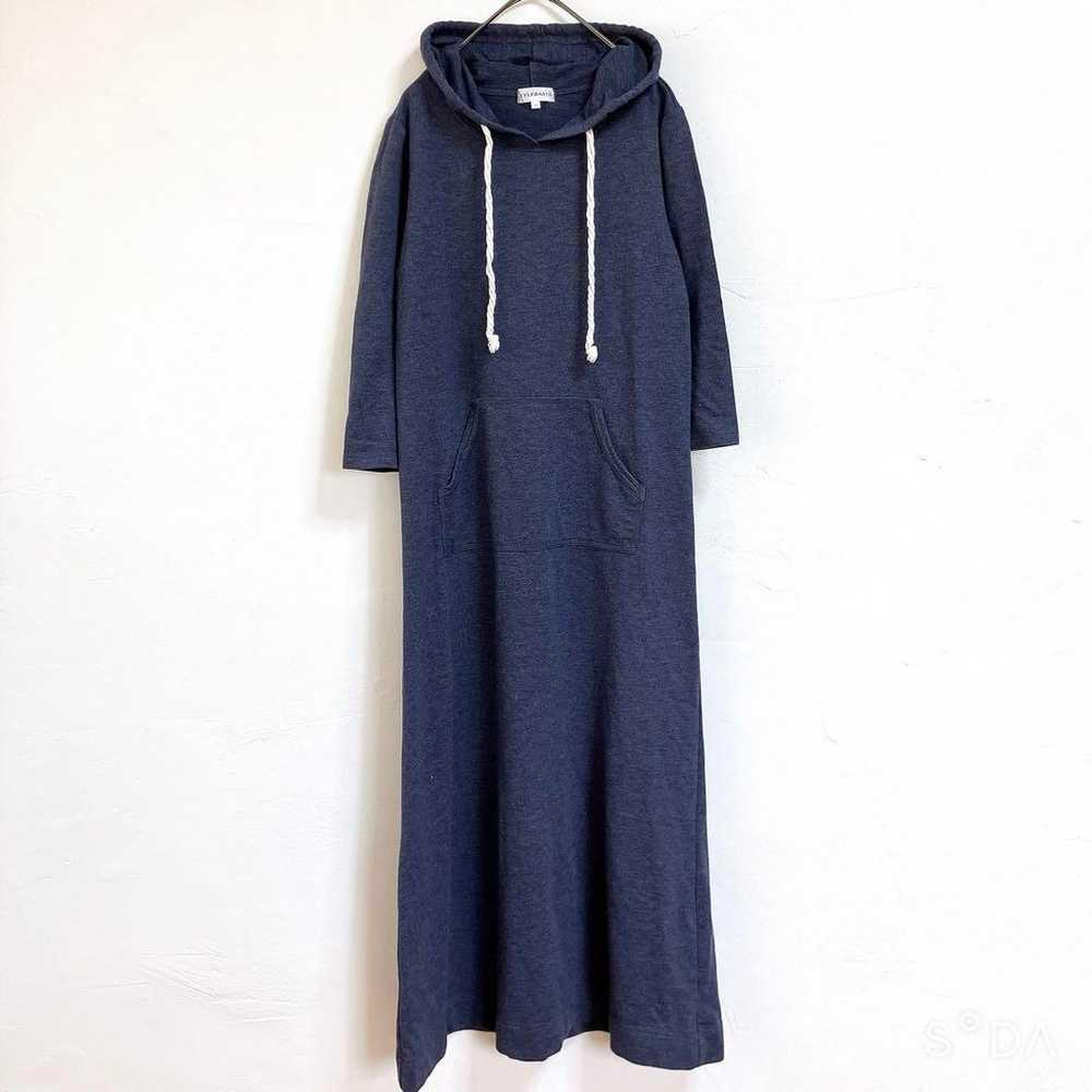 Style Basic [M] Sweat Parka Long One-piece Blue T… - image 3