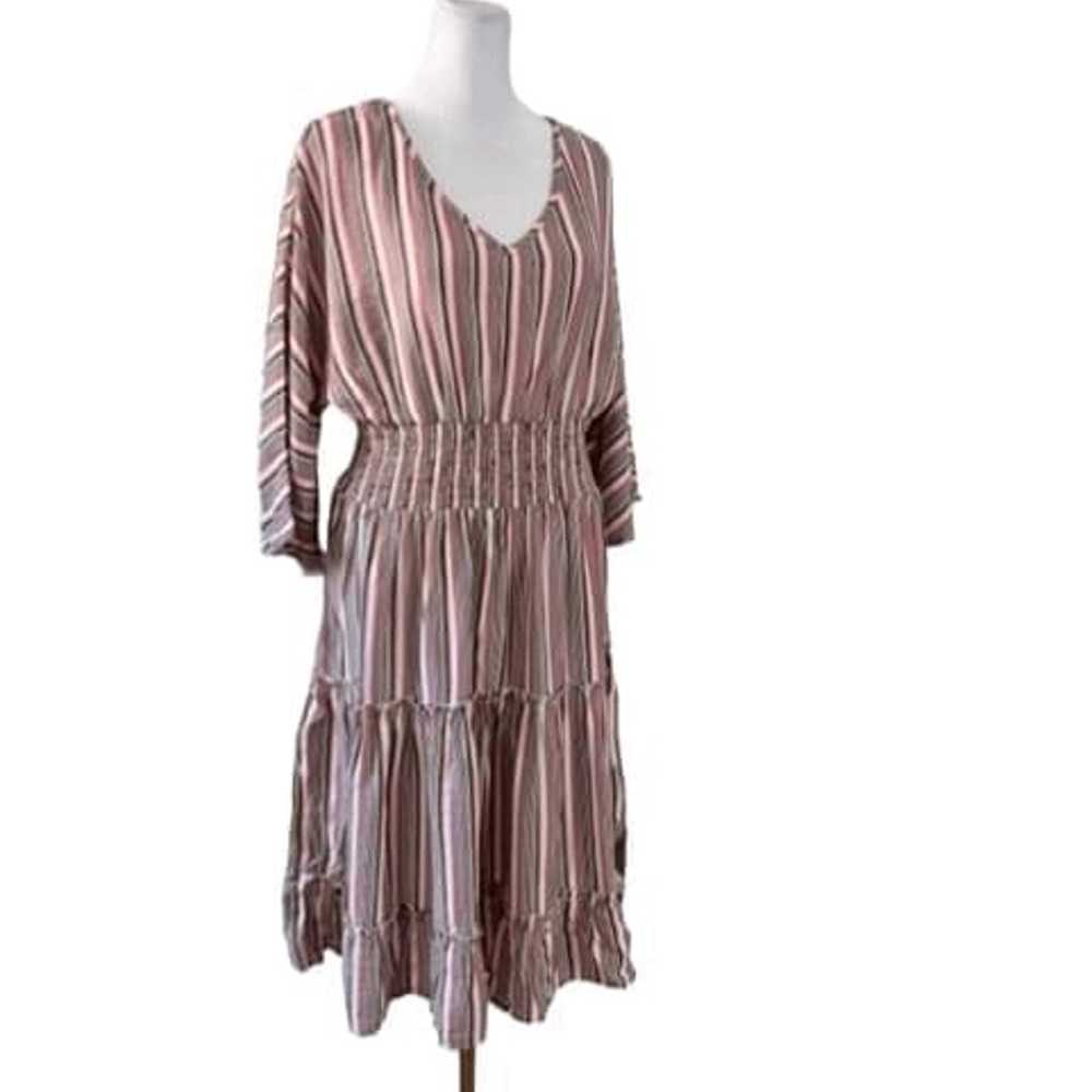 Boutique AndTheWhy Pink Vneck Striped Mini Dress … - image 2