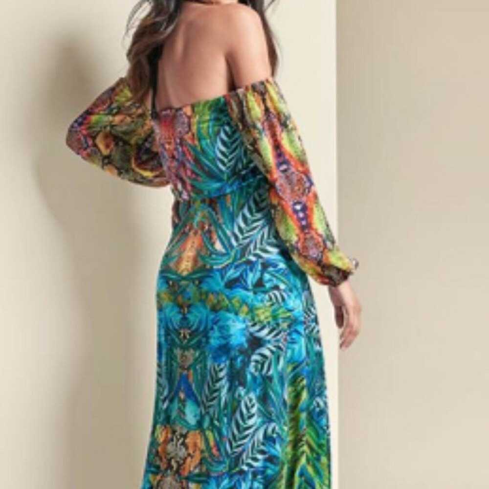 maxi dress cold shoulder multicolor size Large - image 3