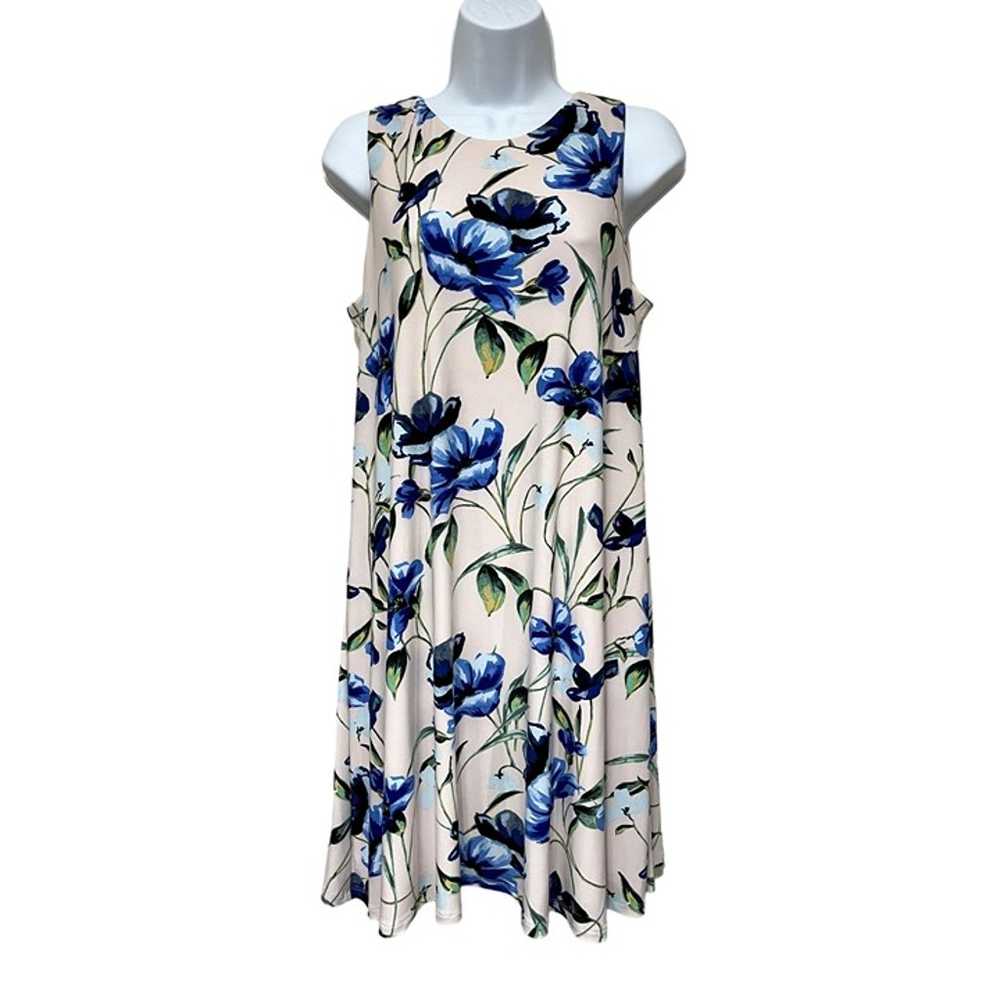 LRL Ralph Lauren Sleeveless Pale Pink Blue Floral… - image 1