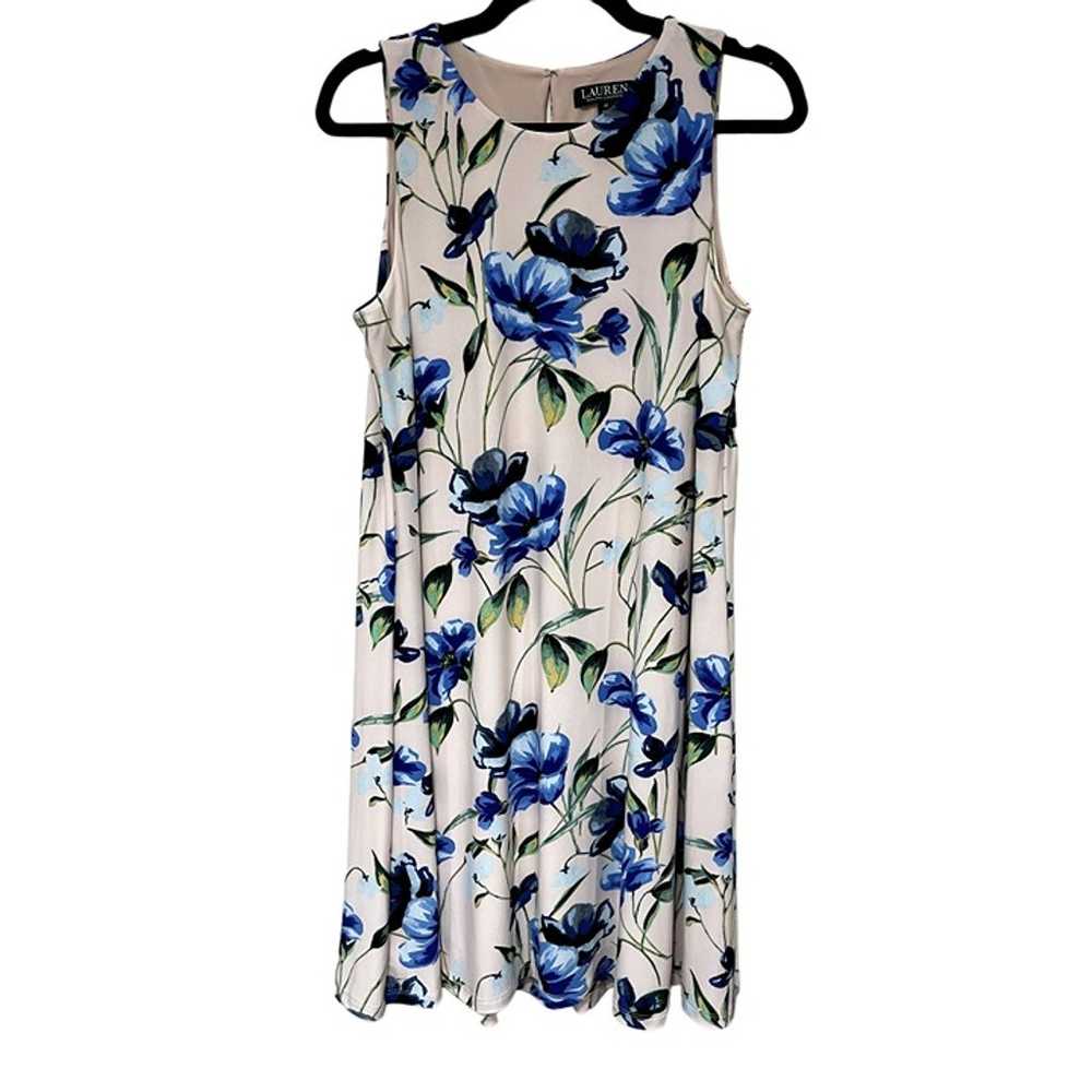 LRL Ralph Lauren Sleeveless Pale Pink Blue Floral… - image 5