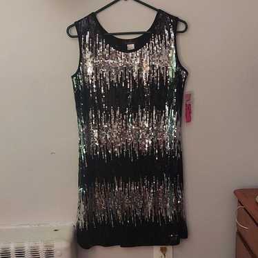 Black with silver sequins sleeveless dress