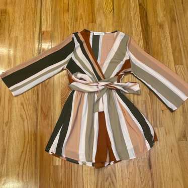 Audrey 3 + 1 striped bell sleeve romper - image 1