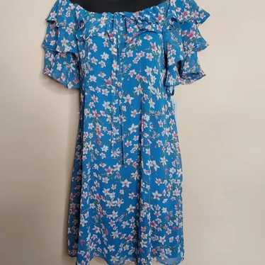 Beautiful Ladies Roz And Ali Dress Blue Floral Siz