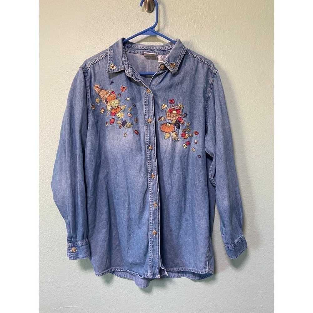 Vintage Women's Bobbie Brooks Fall Embroidered De… - image 1