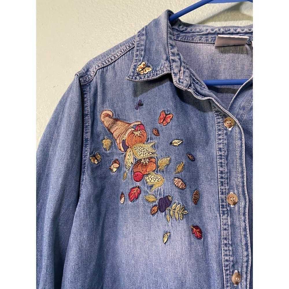 Vintage Women's Bobbie Brooks Fall Embroidered De… - image 2