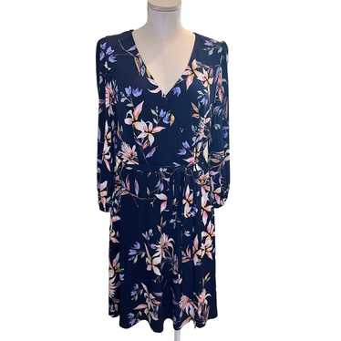 Eliza J Navy Floral Faux Wrap Dress Size 14