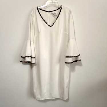 est 1946 Dress 14 White V Neck Bell Sleeve Lined … - image 1