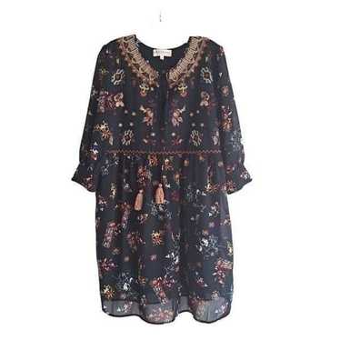 Philosophy Womens Dress Size L Black Embroidered M