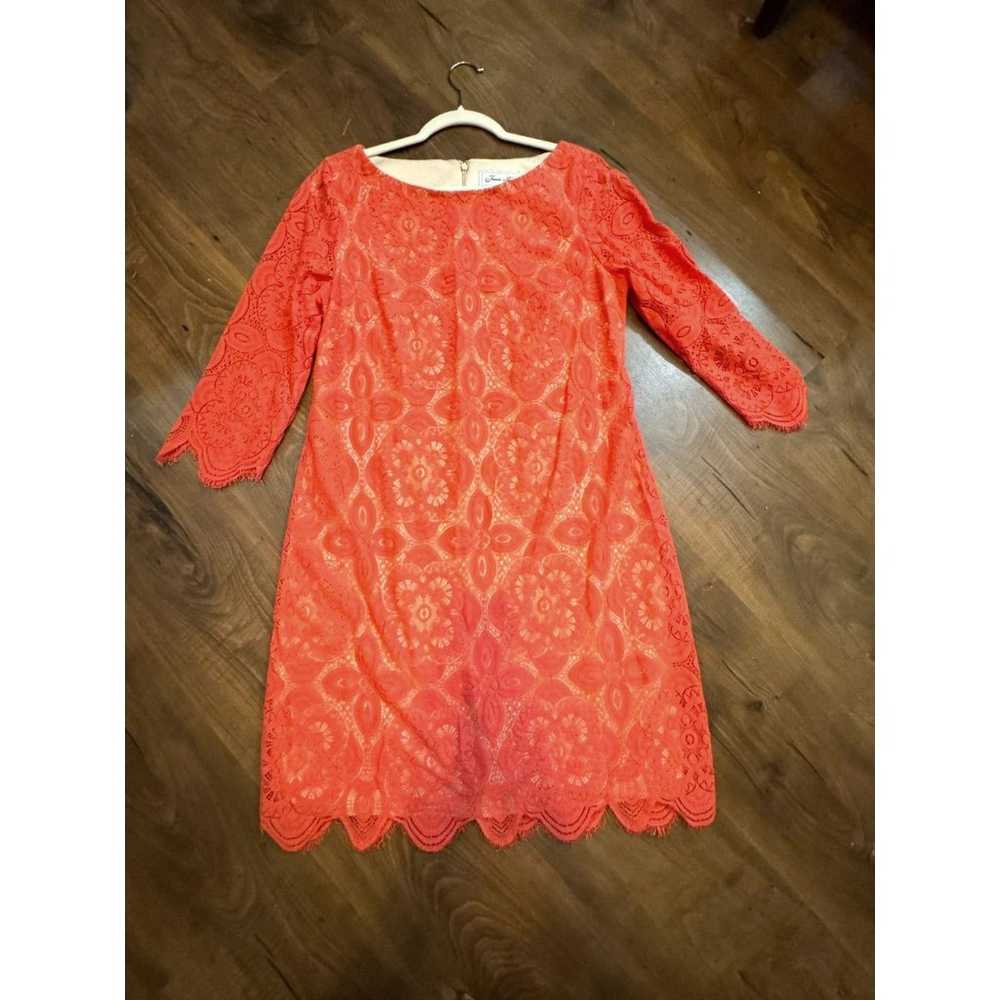 JESSICA H Coral Illusion Lace 3/4 Sleeve Scallope… - image 1