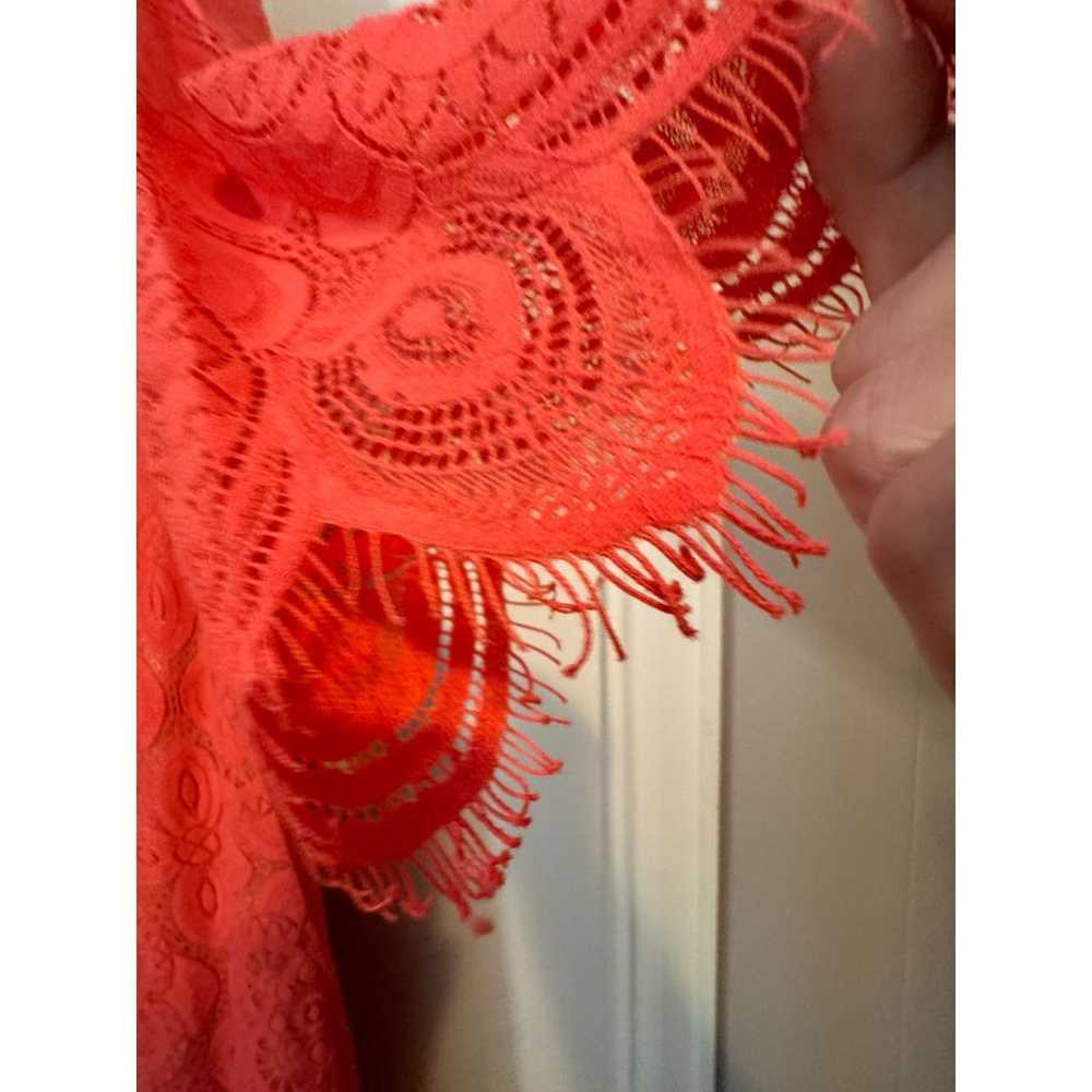 JESSICA H Coral Illusion Lace 3/4 Sleeve Scallope… - image 6