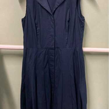 Talbots PETITES Sleeveless Shirt Dress Navy Size 4