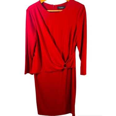 Lauren Ralph Lauren red crossover midi dress with… - image 1