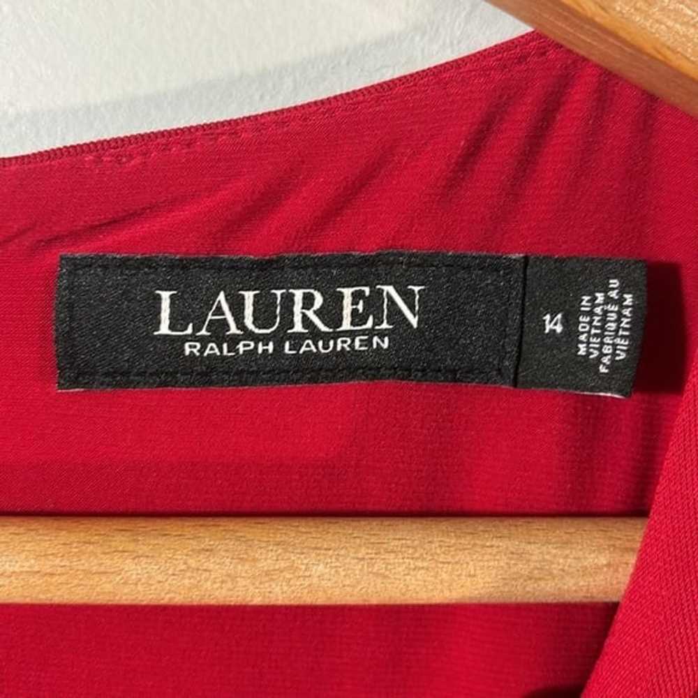 Lauren Ralph Lauren red crossover midi dress with… - image 3