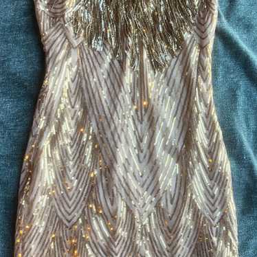 Gold Fringe Sequin Dress