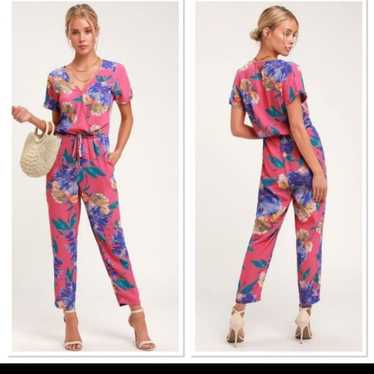 Lulus pink floral jumpsuit