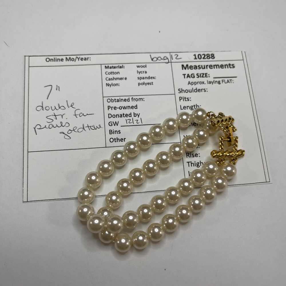 faux pearl bracelet double strand gold tone clasp… - image 10